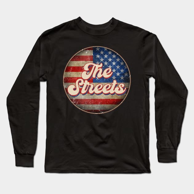 American Flag Personalized Streets Proud Name Birthday Long Sleeve T-Shirt by BilodeauBlue